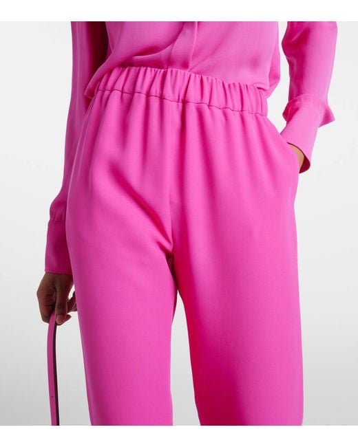Valentino Pink High-Rise-Palazzo-Hose aus Seide