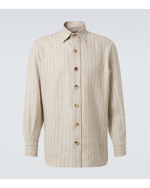 Rubinacci Hemdjacke Aus Leinen Und Wolle in Natural für Herren