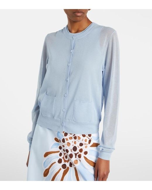 Dorothee Schumacher Blue Summer Semi-Sheer Cotton-Blend Cardigan