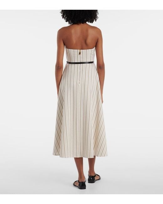 Max Mara Natural Fervida Cotton And Linen Midi Dress