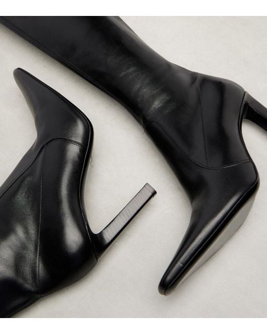 Saint Laurent Francoise 95 Leather Knee-High Boots in Black | Lyst