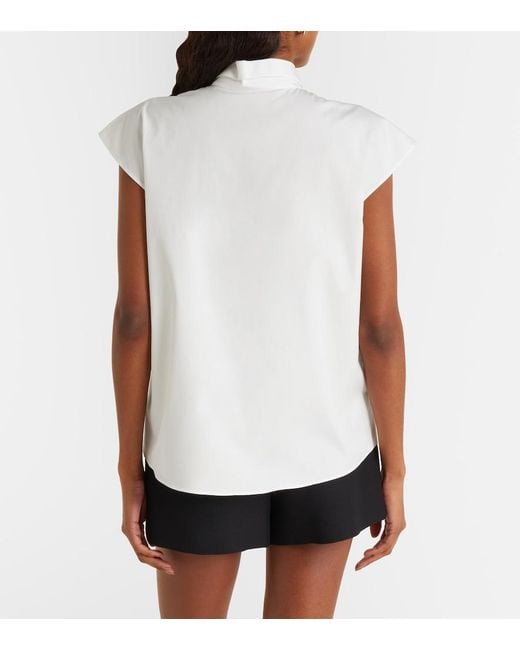 Valentino White Guipure Lace-Trimmed Cotton Poplin Shirt