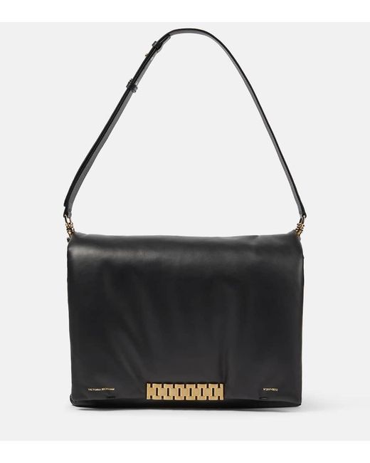 Victoria Beckham Black Puffy Jumbo Chain Leather Shoulder Bag