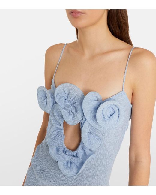 Magda Butrym Blue Ruffled Crepe Minidress