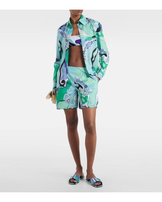 Shorts Orchidee A Vita Alta di Emilio Pucci in Green