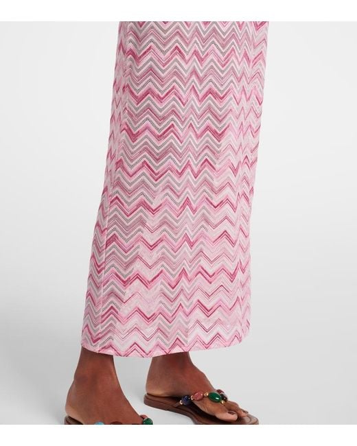 Missoni Pink Maxikleid Aus Haekelstrick
