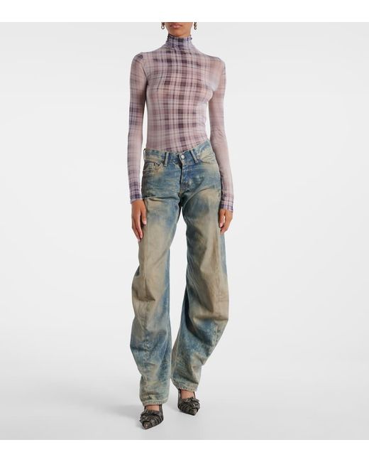 Jeans 2006F A Gamba Larga E Vita Bassa di Acne in Blue