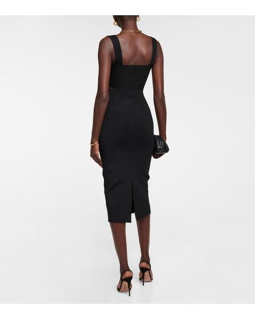 Victoria Beckham Black Vb Body High-Rise Knit Midi Skirt