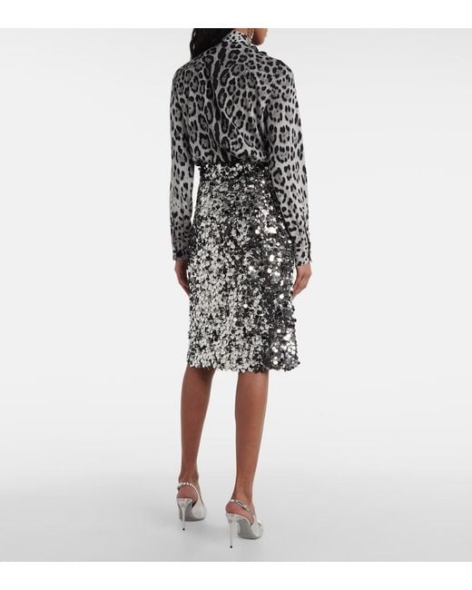 Dolce & Gabbana Metallic Sequined Pencil Skirt