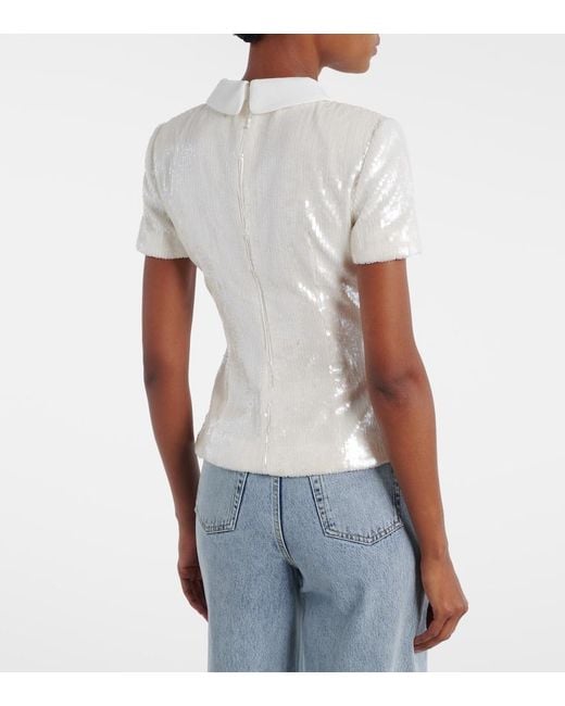 Self-Portrait White Sequined Top