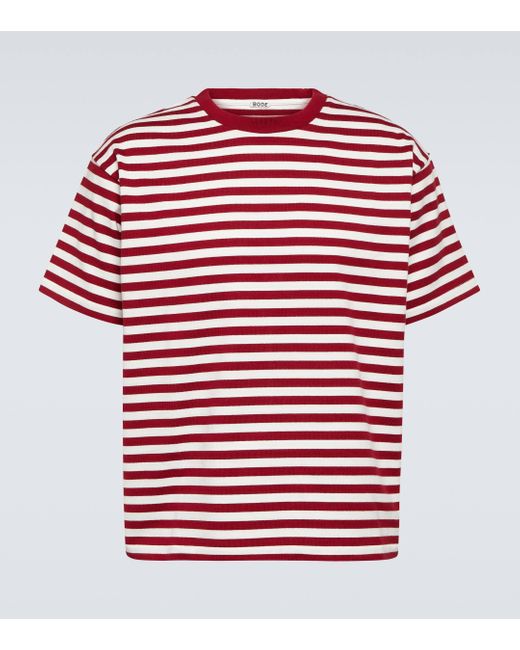 Bode Red Sawyer Striped Cotton T-shirt for men