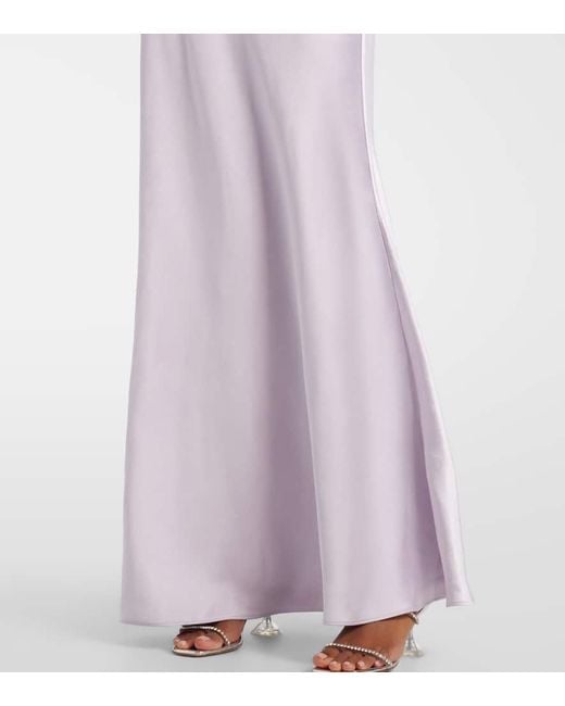 Robe Longue En Satin A Fleurs Self-Portrait en coloris White