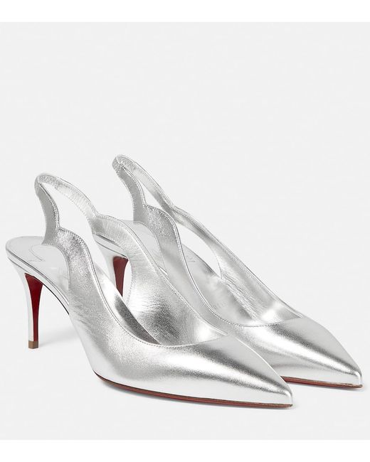 Christian Louboutin White Leather Slingback Pumps
