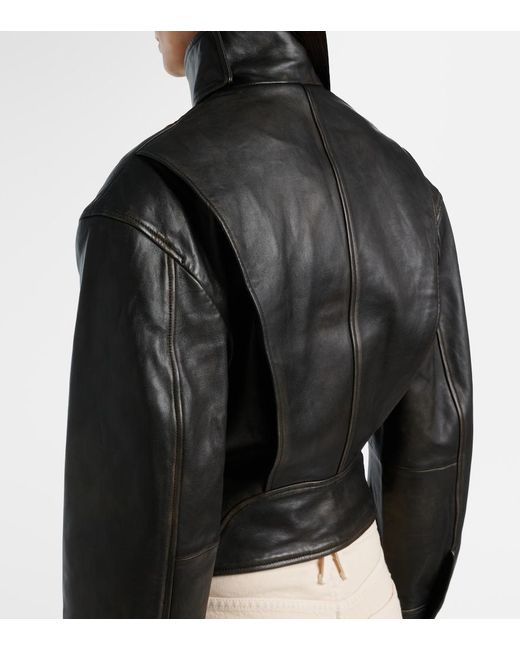 Christopher Esber Black Burnished Eddie Leather Bomber Jacket