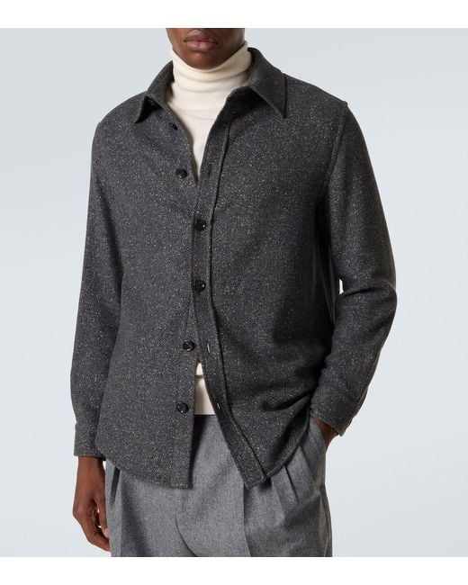 Zegna Blue Cashmere And Silk Overshirt for men