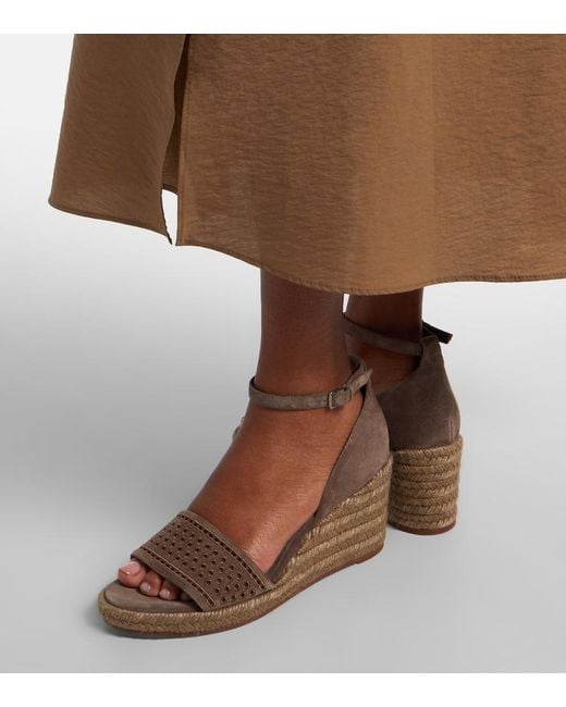 Brunello Cucinelli Brown Suede Espadrille Wedges