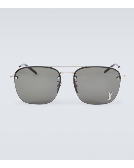 Saint Laurent Gray Sl 309 M Aviator Sunglasses for men