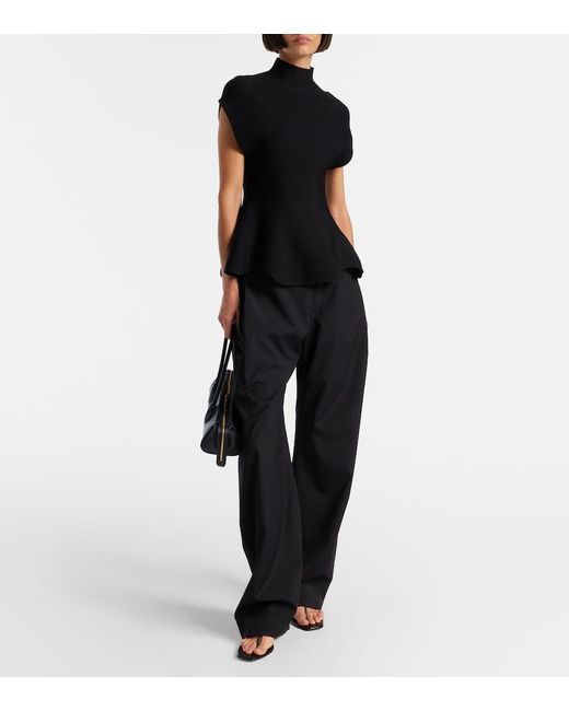 Khaite Black Rohen Virgin Wool Wide-Leg Pants