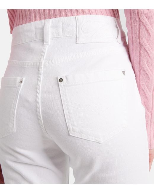 Blumarine White Chain-Detail High-Rise Bootcut Jeans
