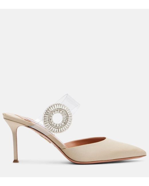Aquazzura White Crystal Hoop Embellished Pvc Mules