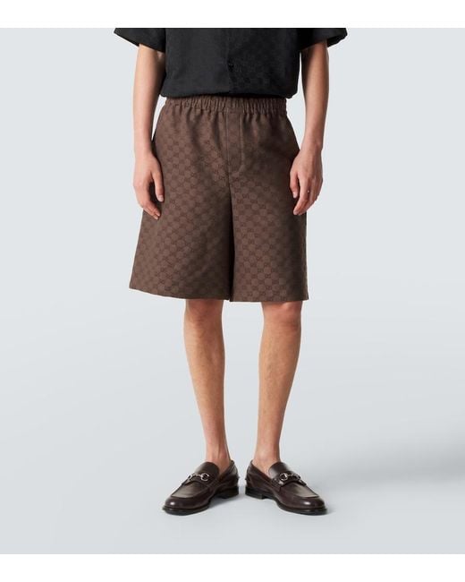 Gucci Brown Gg Canvas Bermuda Shorts for men