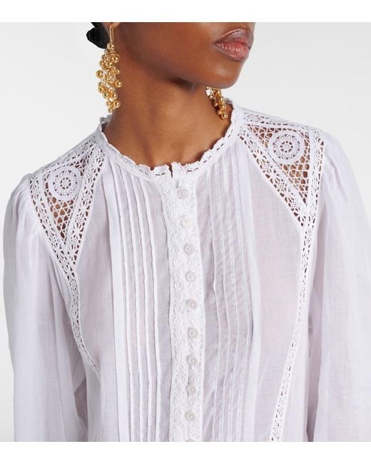 Isabel Marant White Gisela Lace-Trimmed Cotton Maxi Dress