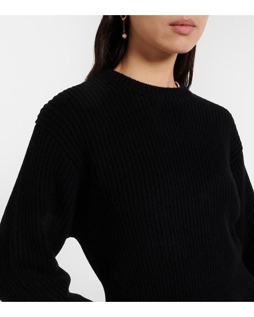Lisa Yang Black Miriella Ribbed-Knit Cashmere Sweater