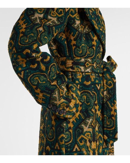 Dries Van Noten Green Rafaella Printed Coat