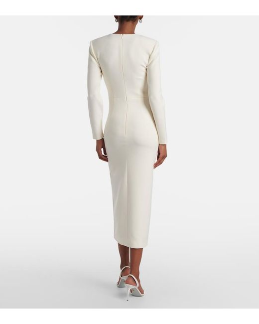 Roland Mouret White Floral-Applique Crepe Midi Dress