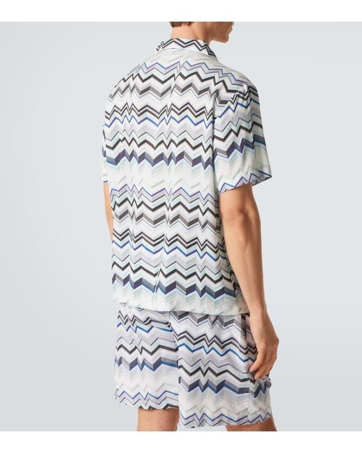 Missoni Blue Zigzag Bowling Shirt for men