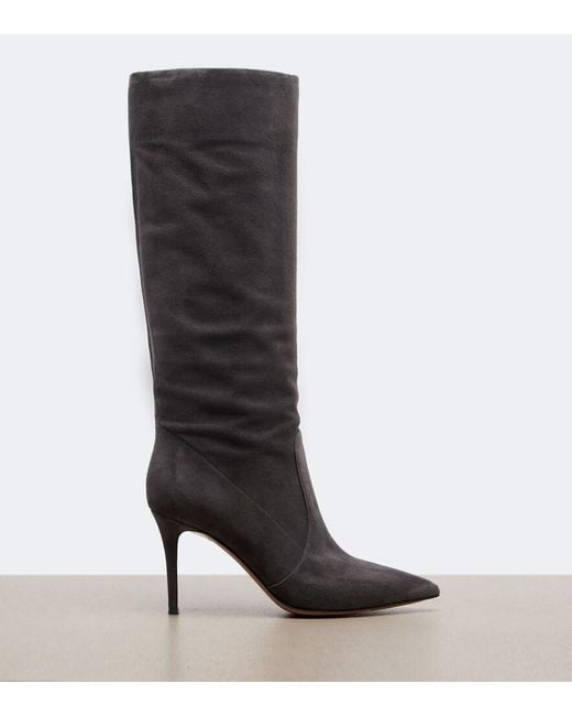 Gianvito Rossi Gray Hansen Suede Knee-High Boots