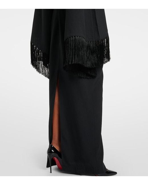 Taller Marmo Black Magnifique Fringed Crepe Gown