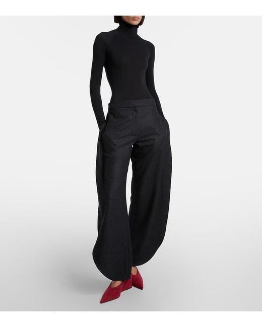 Alaïa Red Cube 75 Suede Wedge Mules