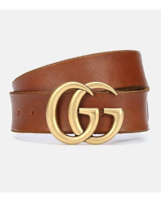 Gucci Brown Leather Double G Belt