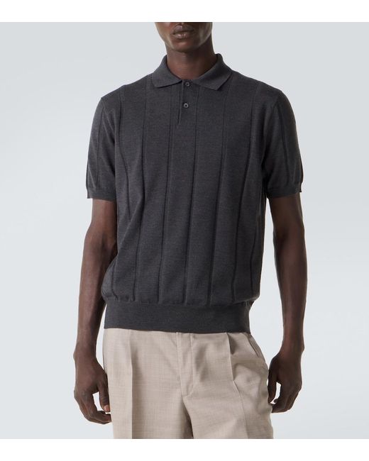 Canali Black Virgin Wool Polo Sweater for men