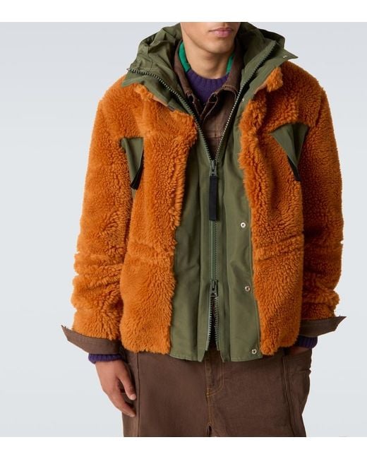 Sacai Orange Wool-Blend And Canvas Jacket for men