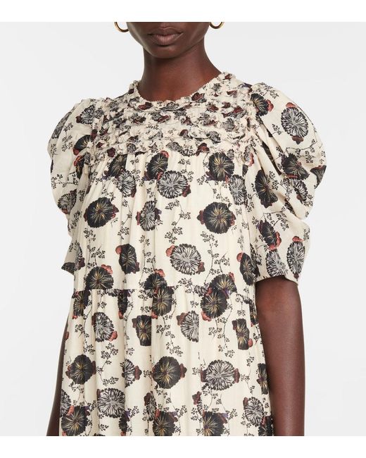 Ulla Johnson White Cassian Floral Cotton-Blend Midi Dress