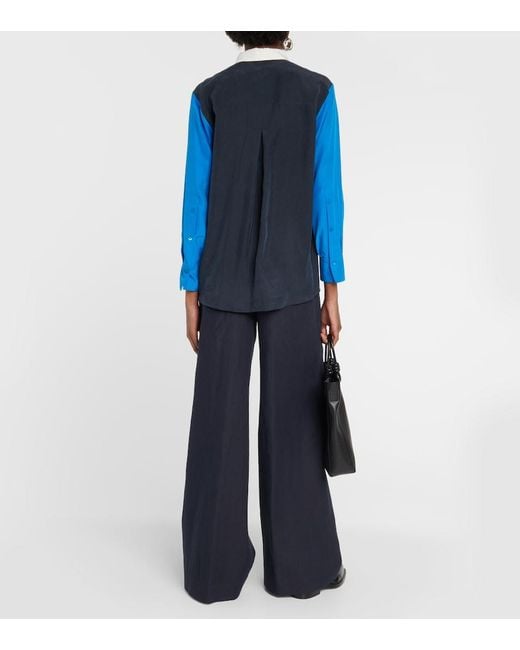 Dorothee Schumacher Blue Colorblock Silk Blouse