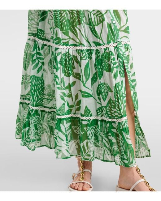 Poupette Green Kora Printed Cotton Maxi Dress