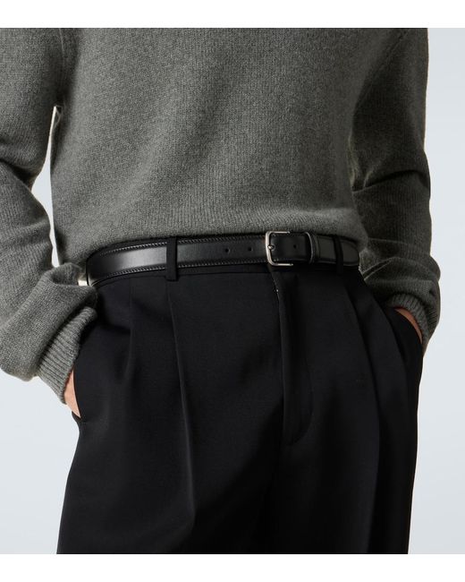 The Row Black Classic Leather Belt for men