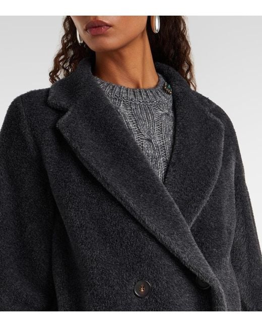 Max Mara Black Mantel Roseto Aus Alpakawolle Und Wolle