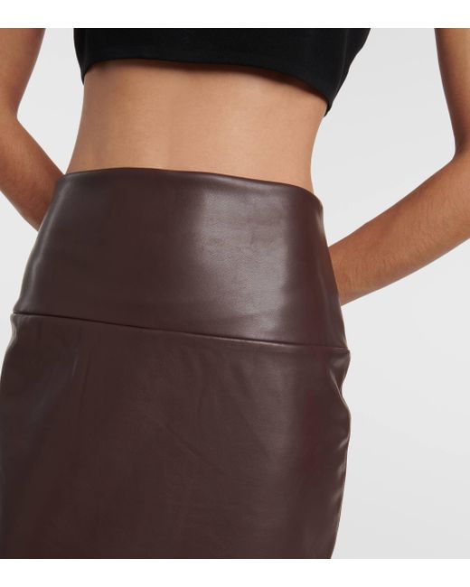 Norma Kamali Brown Faux Leather Pencil Skirt