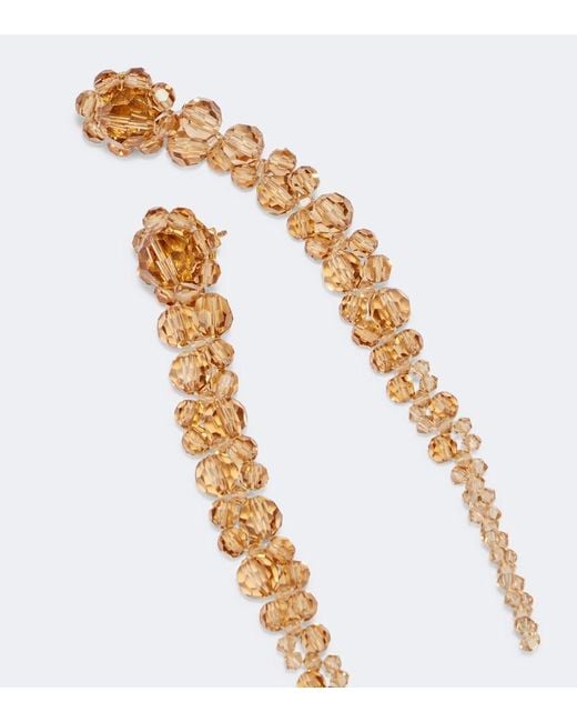 Simone Rocha White Crystal-Embellished Drop Earrings