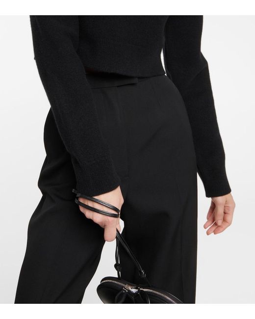 Alaïa Black Keyhole Virgin Wool Cropped Sweater