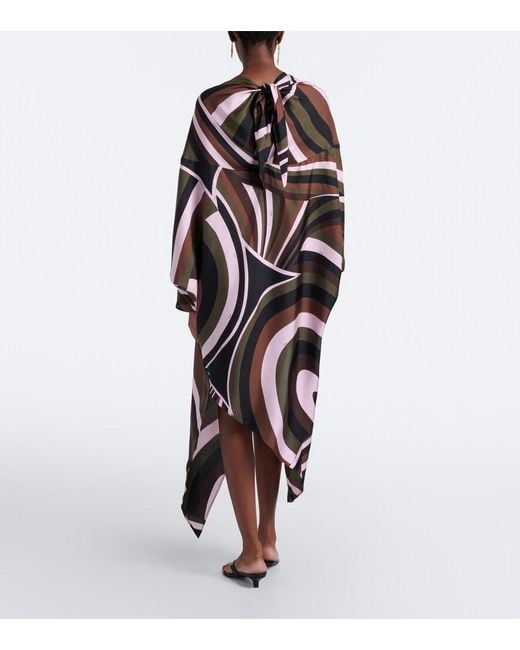 Emilio Pucci Black Iride Crepe De Chine Silk Kaftan