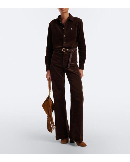 Polo Ralph Lauren Brown Cotton Corduroy Wide-Leg Pants