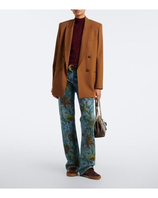 Etro Brown Pegaso Suede-Trimmed Leather Sneakers