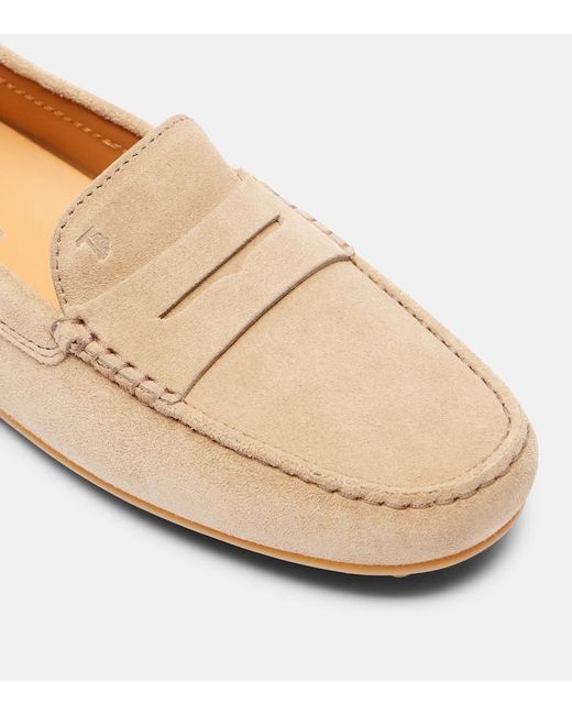 Tod's Natural Gommino Bubble Suede Driving Shoes