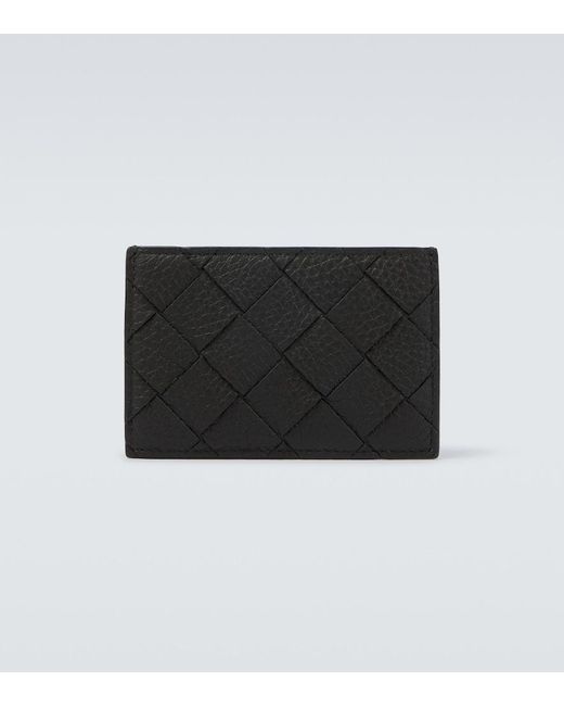 Bottega Veneta Black Intrecciato Leather Card Holder for men