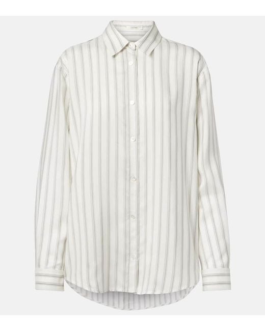 Camisa Eirlys De Popelin De Seda A Rayas The Row de color White